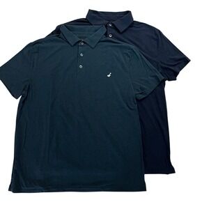 Lot of 2 HyperNatural Short Sleeve Polo Shirts Mens M Pima Cotton Blend Jersey